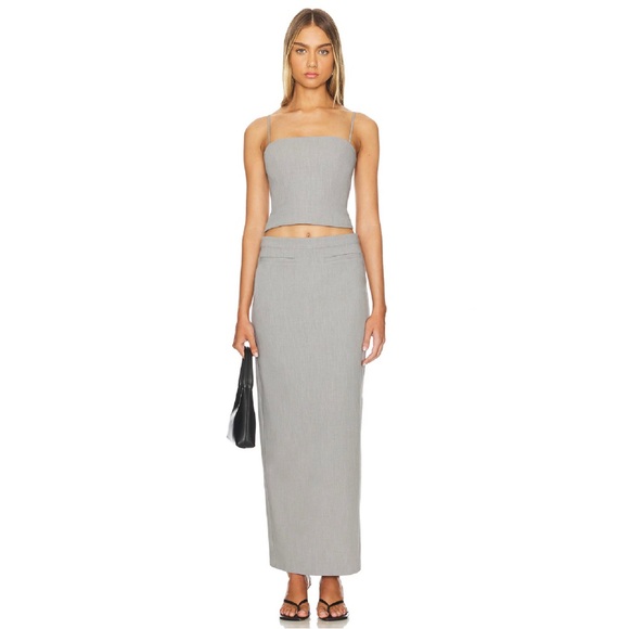 lovers + friends - NWT jones maxi skirt top set two piece grey revolve - Picture 1 of 8